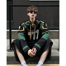 706-1-WY2155-P65秋季美式冰球服男圆领运动橄榄球衣机车服外套，男装工装外套，星座706-1