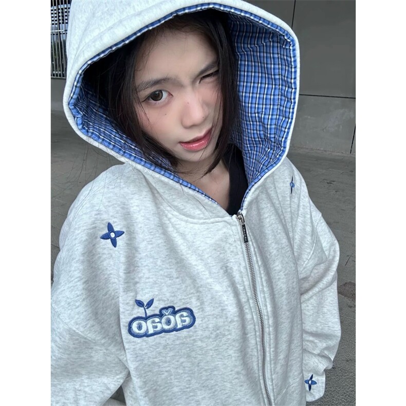 网图有货拼接格子连帽华棉刺绣字母卫衣男A944-常规P50加绒P55，男装卫衣，星座1505