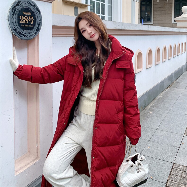 长款羽绒服女24年冬季新款长款过膝加长加厚保暖外套通勤,女装羽绒服,鑫火火