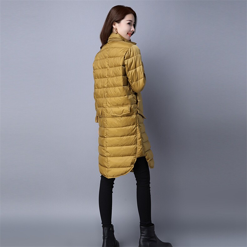 长袖2020年冬季加厚中长款修身棉衣/棉服排扣方领,女装棉衣/棉服,独衣靓