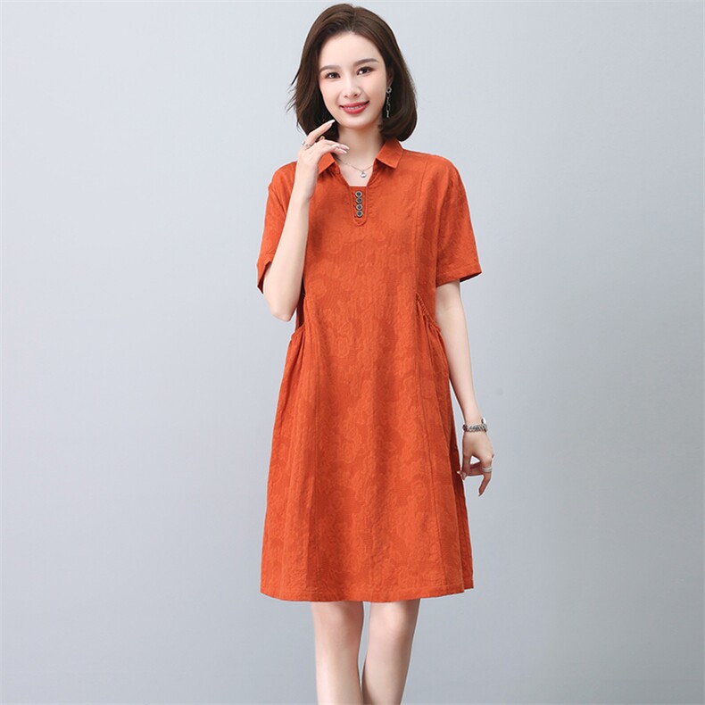 中年妈妈连衣裙女夏2023年新款时尚洋气中长款遮肚子显瘦休闲裙子,女装连衣裙,忆绮罗