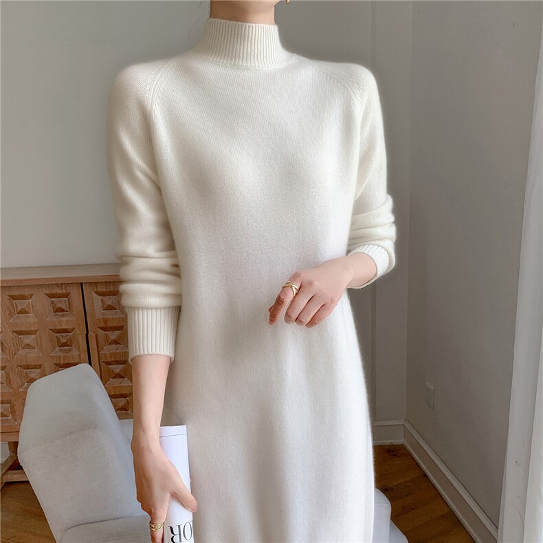 2025年秋季双规半高长裙舒适时尚百搭通勤，女装连衣裙，途瑞羊绒