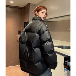 情侣装冬装 港风pu软皮刺绣棉服 棉衣休闲加厚外套男 G1108 P128图片