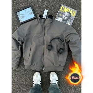 冬款男立领棉衣褶皱保暖加绒加厚宽松棉服外套MY891P70