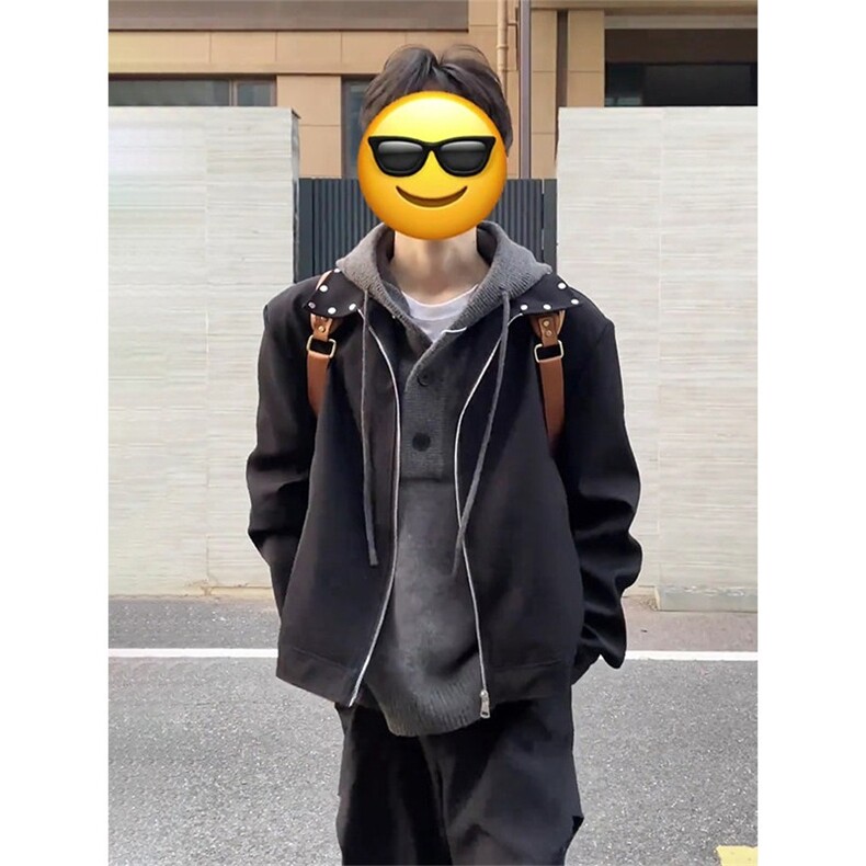 现货美式高街垫肩外套男春季短款boxy高级感痞帅cleanfit铆钉夹克,男装夹克,星座302B