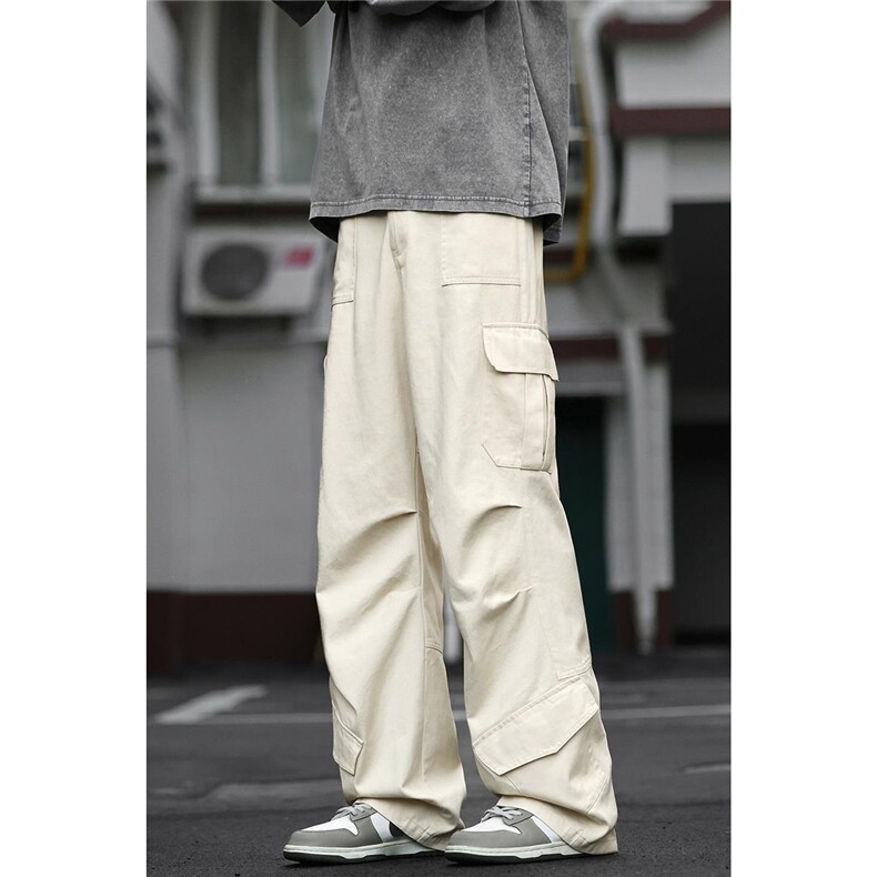 纯棉褶皱多口袋高街宽松直筒显瘦休闲工装裤男K24091-特P55控108,男装工装外套,电商A001