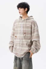 8XL-M潮情侣美式磨毛编织条纹针织衫卫衣宽松拉链外套WY30P88，男装针织衫/毛衣，电商D206-1