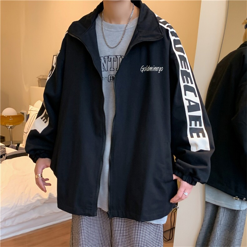 潮牌立领外套男春秋季夹克复古宽松情侣高街上衣JK0875-P58图片
