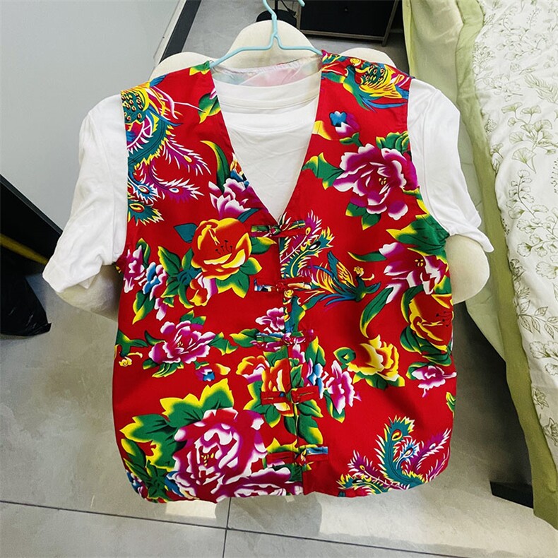MJ02东北大花男女休闲大码马甲外套背心坎肩盘扣风团队服婚礼，男装背心/马甲，星座115A-1