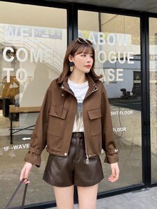 现货，短款皮夹克，三色、三个尺码图片