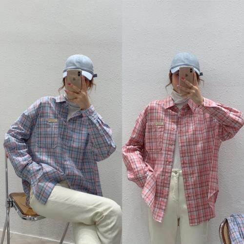 小清新格子衬衣叠穿内搭单品类款，女装，zge