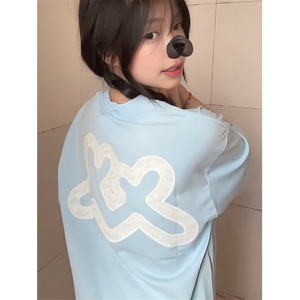 H0907-P35推荐#原版蕾丝+刺绣休闲宽松短袖T恤图片