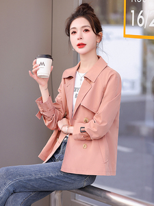 现货！小个子短款风衣女气质显瘦高级感韩版春秋上衣图片