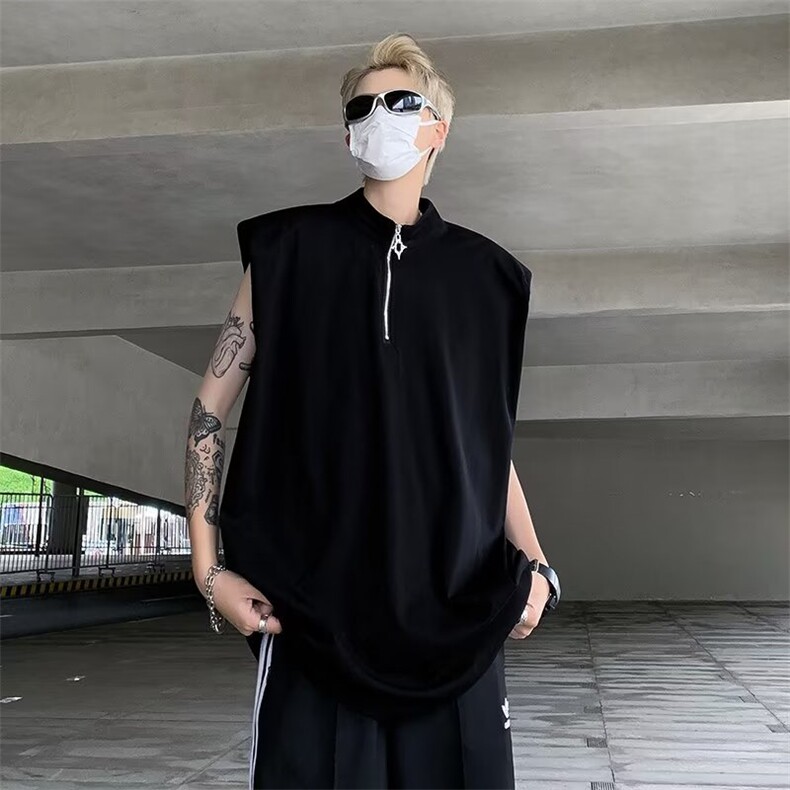 背心男女夏季小众设计感垫肩无袖t恤设计感坎肩打底上衣EB03-P35，男装背心/马甲，星座1008