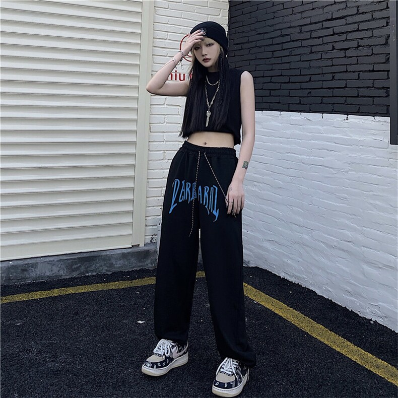秋季新款宽松束脚休闲裤女卫裤垂感显瘦直筒休闲KK308-P45,男装休闲裤,星座911-3