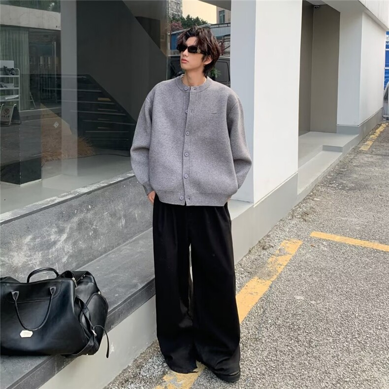 2024秋季新款棒球领粗针开衫宽松休闲慵懒感毛衣外套男款MY3313,男装针织衫/毛衣,星座506