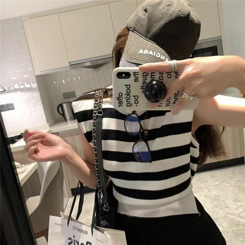 现货夏款垫肩条纹针织，其它，XTZ style