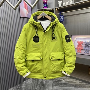冬季连帽工装加厚棉服男潮流美式痞帅白鸭绒冲锋衣保暖抗寒外套图片