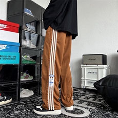 男裤子条纹运动长裤宽松直筒阔腿休闲裤高街vibe风潮K0146-P30，男装休闲裤，星座308B-1