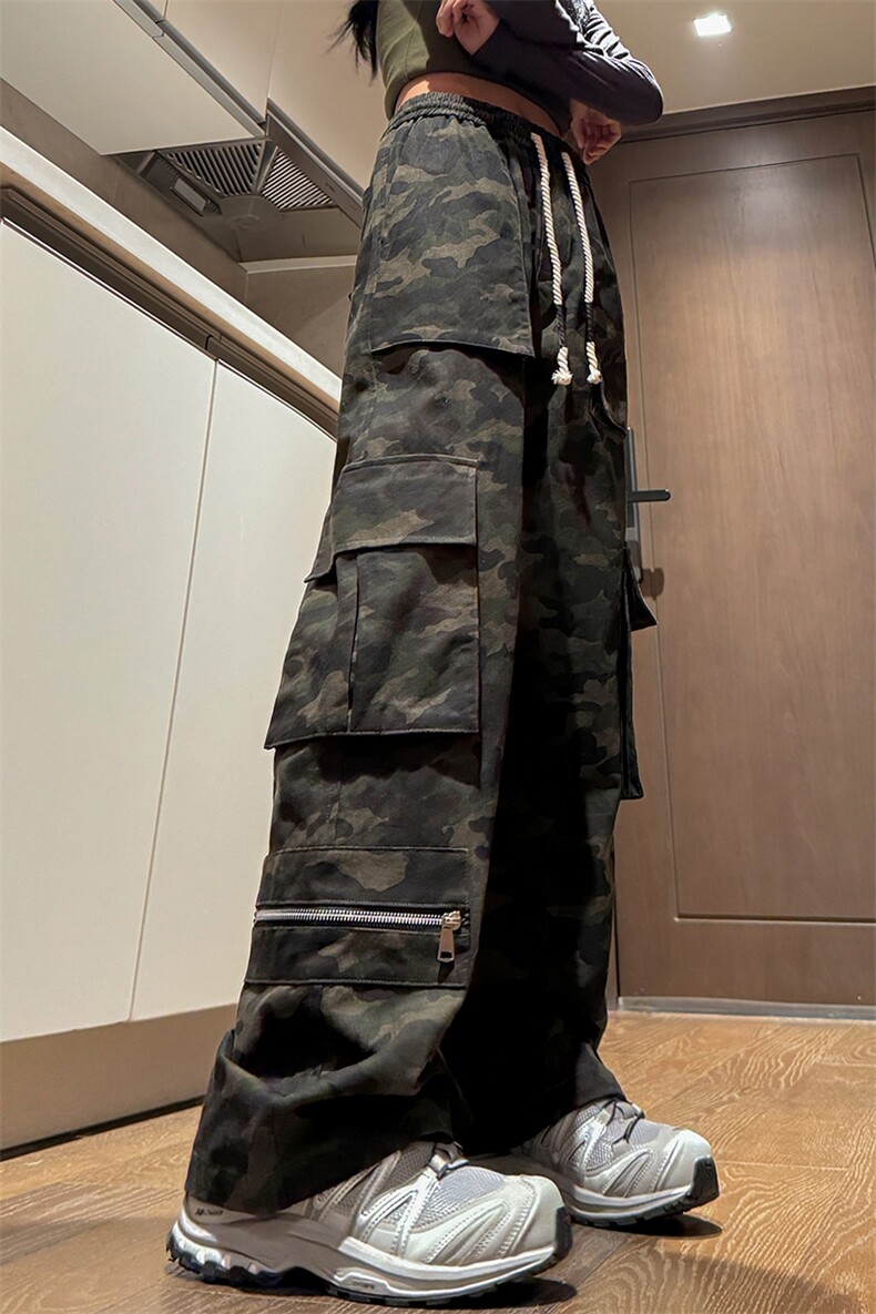 迷彩大口袋工装裤C5373-TP65控价88春季新品港风男宽松休闲裤女,男装休闲裤,电商A102-1