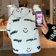 2025新款港风平绒羊剪绒夹克男外套连帽棉袄棉服棉衣男3306-P110，男装夹克，星座207