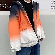 渐变色连帽棉衣男2019冬季新款韩版潮流宽松加厚棉服外套D53，男装棉衣，电商A335-1（原A458）