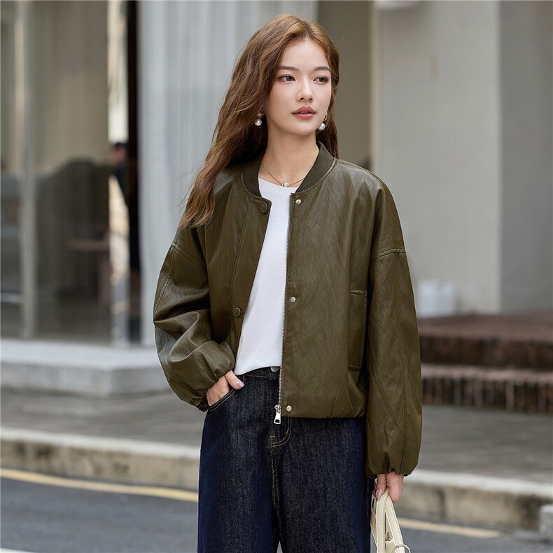 【大量现货】秋季女装新款时尚欧版短款皮衣P-120,女装皮衣,简古