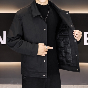 轻奢潮牌保暖羽绒服男翻领休闲舒适百搭夹克外套男图片