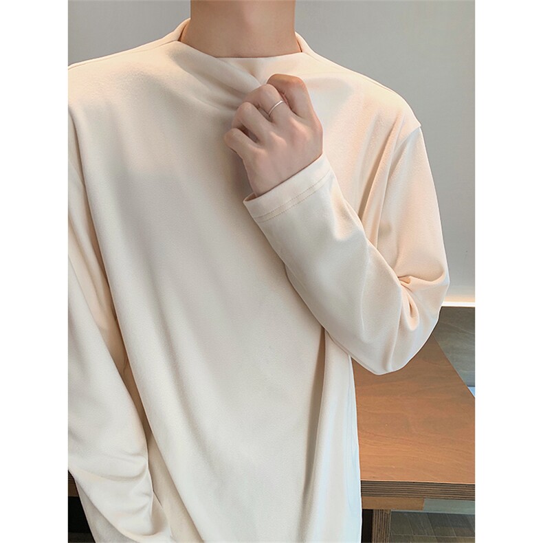 保暖德绒打底衫日系慵懒交叉立领半高领长袖男5Q1141-TP2549,男装卫衣,电商A102