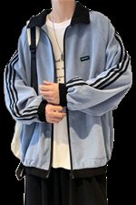 910A-DY23-P85控108秋装条纹小清新夹克女韩版情侣休闲运动外套男，男装夹克，星座910A