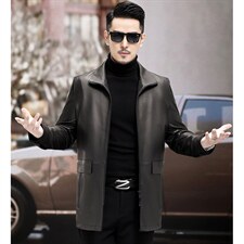 WL1820-2秋冬新款男士皮衣男山羊皮外套中长款大衣P890，男装皮衣，电商B360