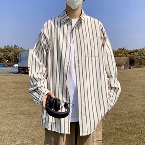 条纹衬衫男夏季2023新款潮牌长袖衬衣潮流宽松休闲外套CS315 P38图片