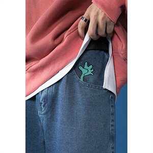 牛仔裤男潮牌秋冬韩版潮ins老爹裤复古宽松阔腿牛仔裤图片