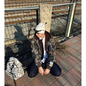 1506/QJ640/P153美式连帽牛仔棉服男女复古加绒加厚夹克外套潮图片