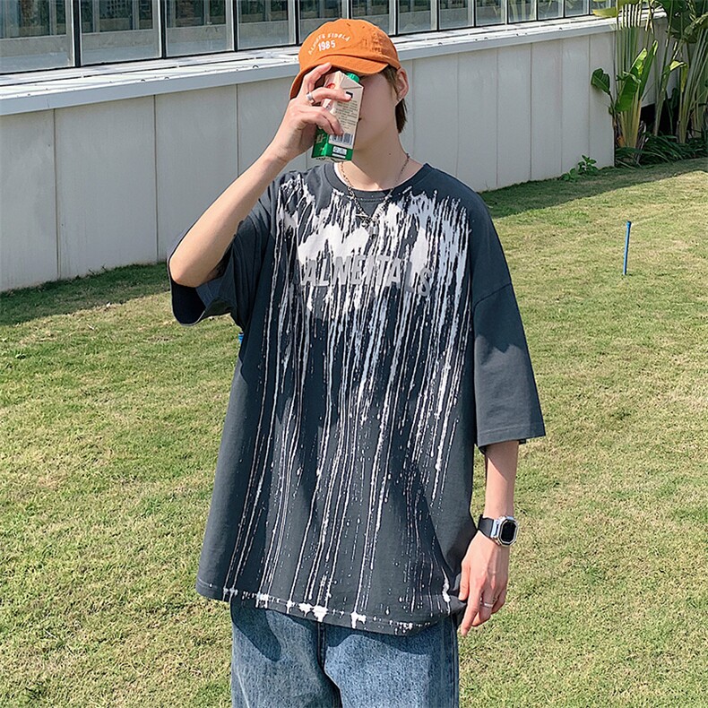 夏装新款潮牌纯棉水洗半袖港风休闲男女短袖T恤 1555-P50 控价68图片