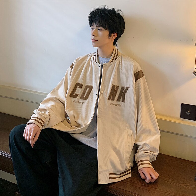 棒球服飞行男秋冬季复古街头灯芯绒外套潮牌机能JK911-P80-控118,女装短外套,电商A021
