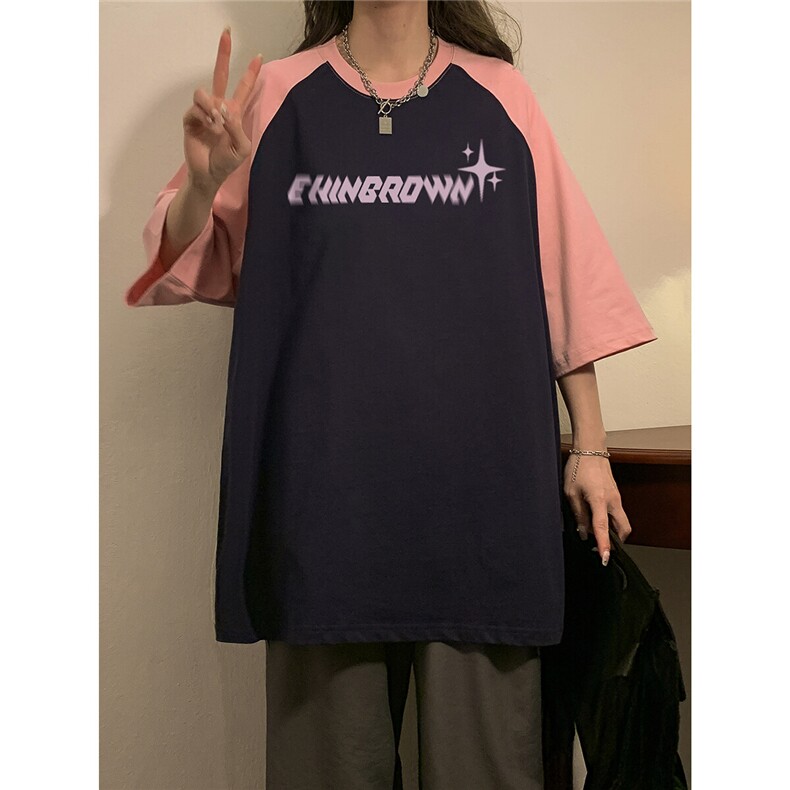 1中性大码M-5XL插肩袖设计情侣女美式潮短袖T恤男DT8794P35控49,男装T恤,星座226-2