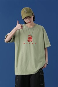 T2298P25中性模特短袖ins潮牌潮流薄款衣服港风宽松圆领半袖体恤图片