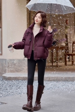 美拉德洋气时尚短款连帽羽绒服女2025秋冬季新款小个子白鸭绒外套，女装羽绒服，E百度