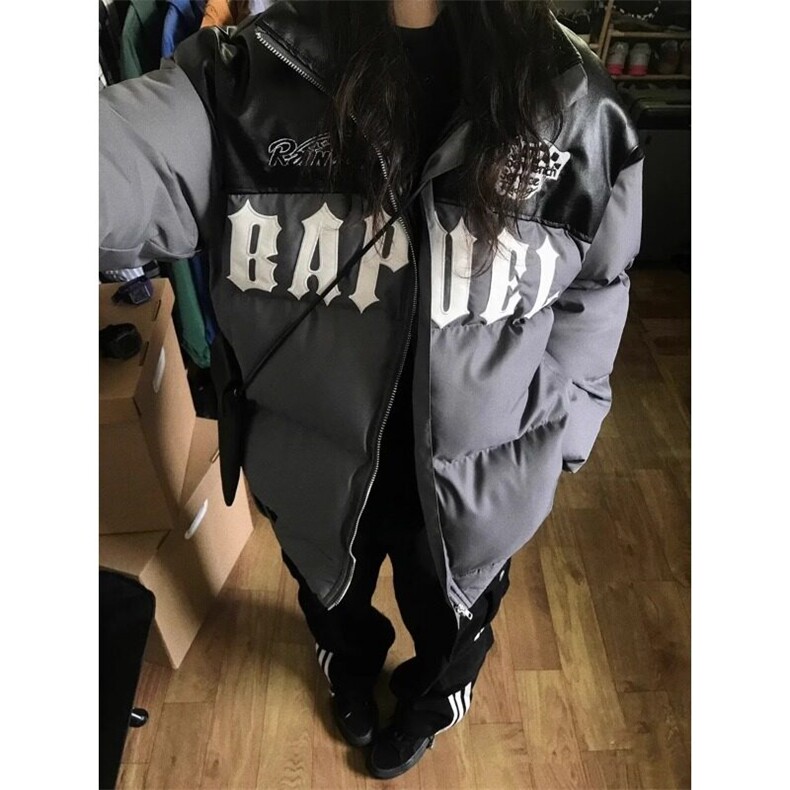 [有货]拼接加厚棉衣高街学院风棉服外套 MY234 特P84图片