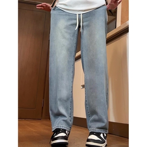 K202-P55控78 美式宽松凉感冰丝水洗牛仔裤男夏季薄款休闲裤图片