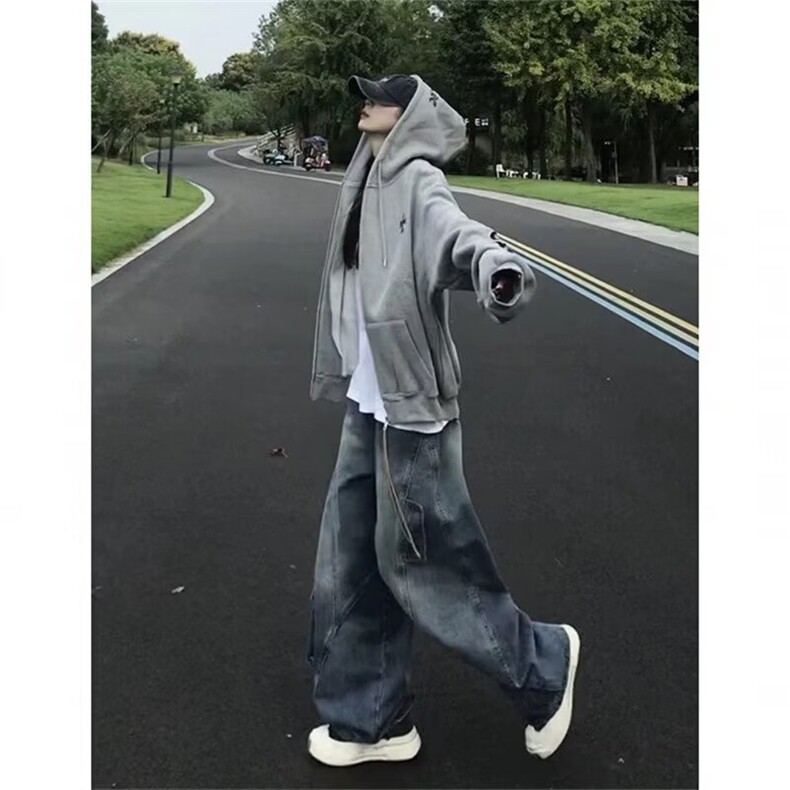 1506-1/WW3691/P57麂皮绒拉链开衫卫衣男连帽男款秋季新款宽松,男装卫衣,星座1506-1