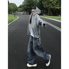 1506-1/WW3691/P57麂皮绒拉链开衫卫衣男连帽男款秋季新款宽松，男装卫衣，星座1506-1