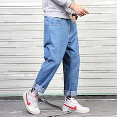 港风2021春款牛仔裤宽松直筒休闲裤九分裤两色跑量5063-229，男装牛仔裤，星座304A-1