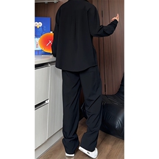 TZ50675068/P65新款长袖V领假两件POLO衬衫长裤套装男休闲老钱风，男装衬衫，电商A141