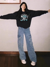 2025年秋季套头长袖通勤一个骷髅头时尚百搭通勤，女装卫衣/绒衫，花可