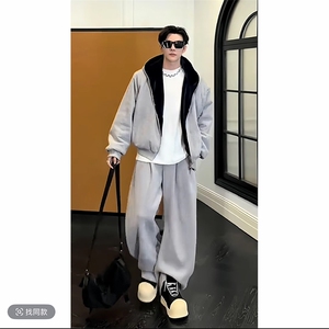 冬季休闲貂绒连帽外套加绒弯刀长裤套装男 TZ271-P225 现货网图图片