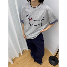 CP1209-P42美式复古格纹拼接假两件短袖T恤女夏季休闲宽松上衣，男装T恤，电商B323A