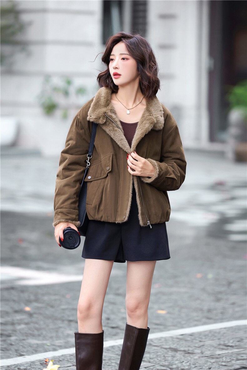 休闲时尚高端气质加绒加厚棉衣棉服2025年新款，女装棉衣/棉服，玛其路