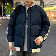 深度库存10W件潮流新款条纹撞色男女保暖时尚棉袄M2912-特P65控98，男装棉衣，电商A001